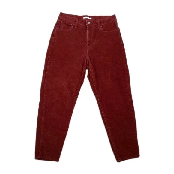 Levis High Waisted Mom Jean Corduroy 32x26 Barrel Pants Rust Pumpkin Autumn Y2k - Picture 1 of 13